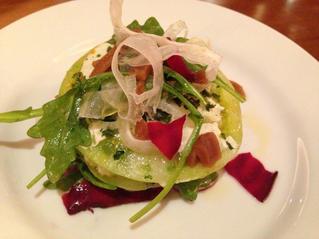 Fried Green Tomato bacon, rosemary ranch, sun-dried tomato oil, arugula