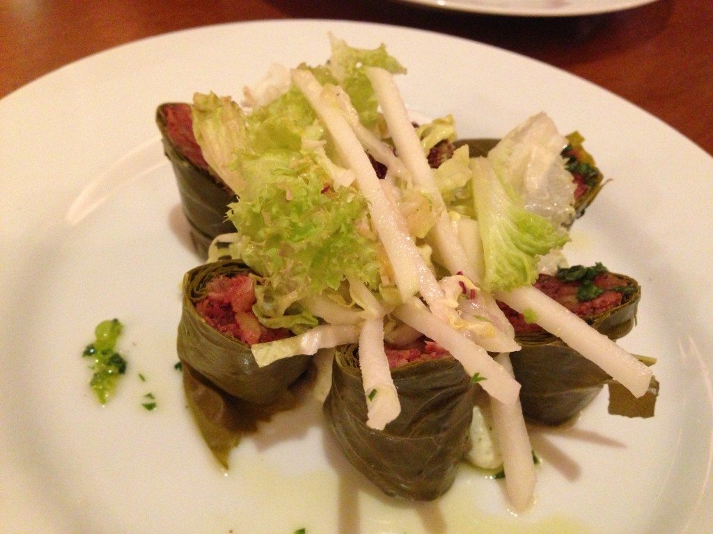 Grape Leaves with Tzatziki walnut, cucumber, cashew