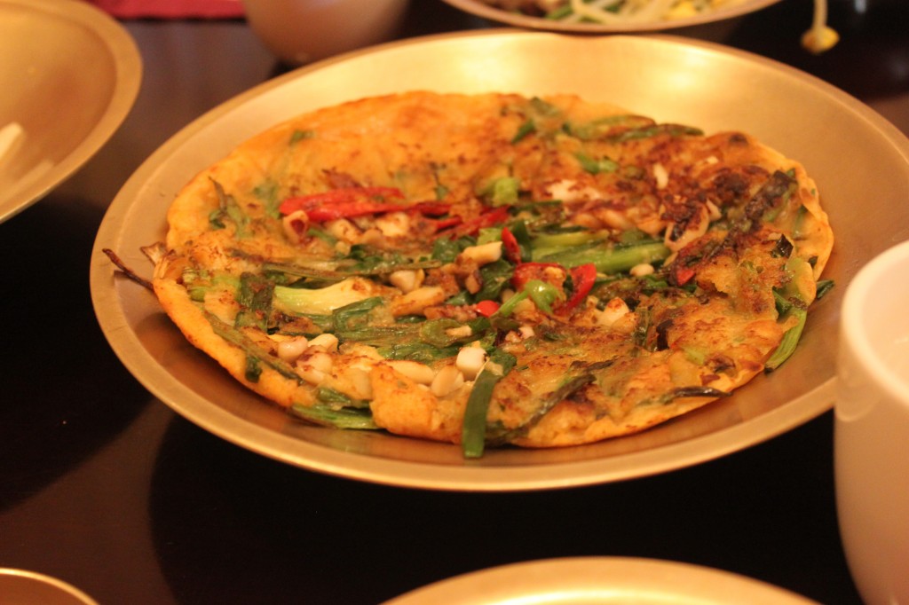 Haemul pa jeon (Seafood and Green Onion Pancake) in Gyeongju city