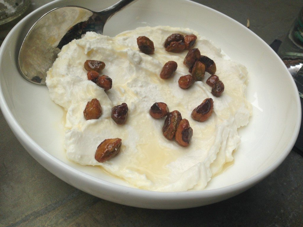 Housemade Greek Yogurt with candied pistachios and local honey at Iron Gate.