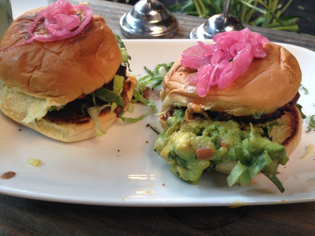 Jalapeño Beef & Chorizo Slider with chihuahua cheese, avocado, pickled jalapeño and aji amarillo aioli at El Centro DF. 