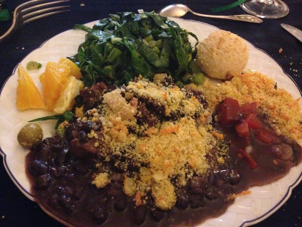 The beans are so rich and savory, complimented beautifully with the farofa (cassava flour), hot sauce and fresh orange slice.