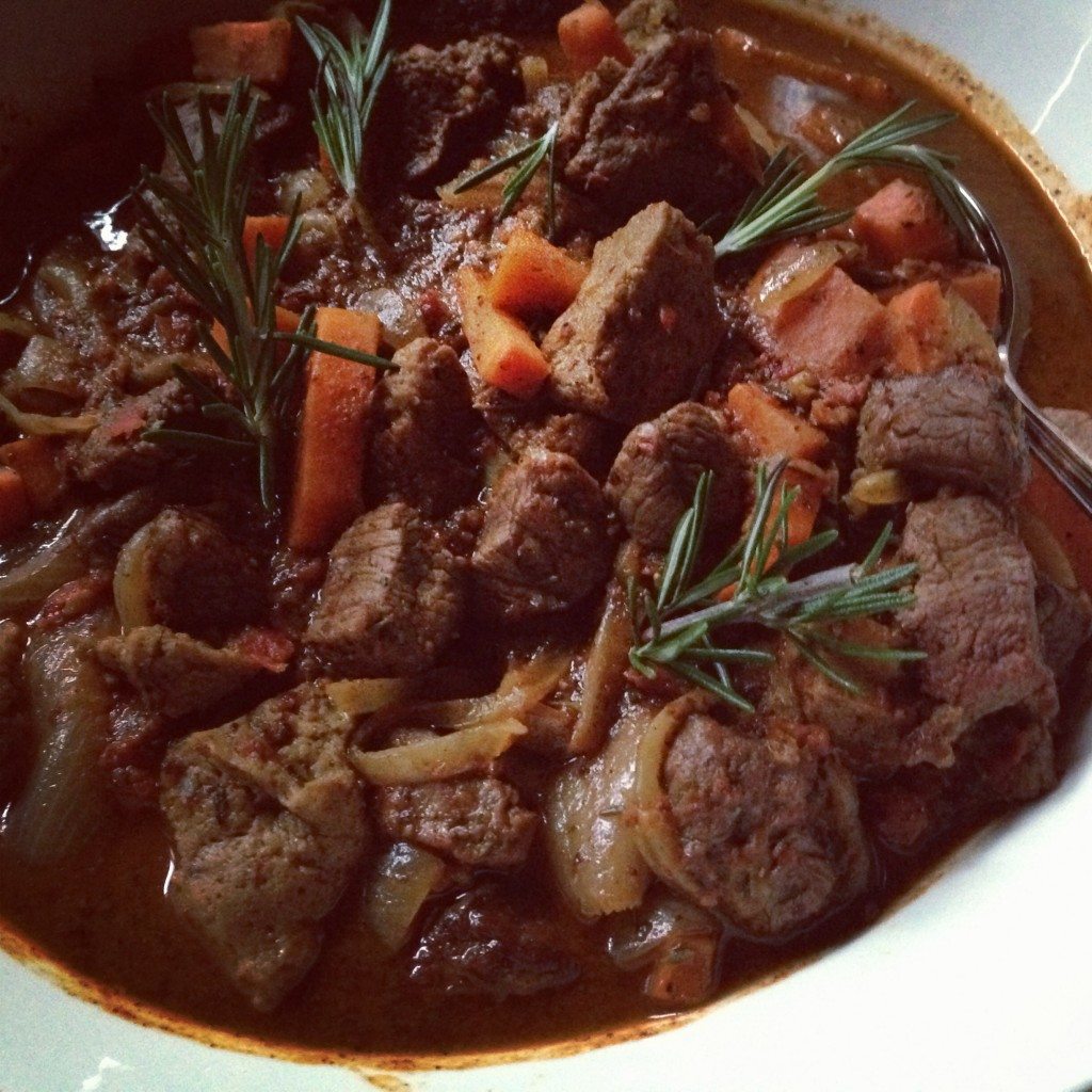 Lamb and Seitan Tangine with Roasted Vegetables