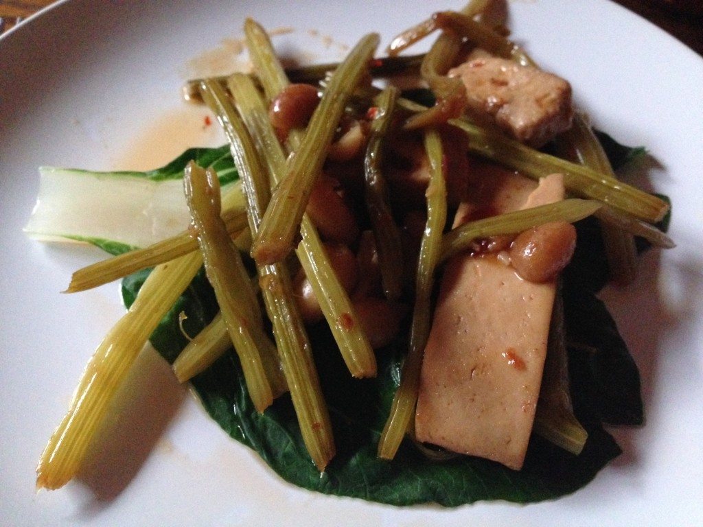 Hot Szechuan Salad with Braised Celery, Smoked Tofu and Peanuts