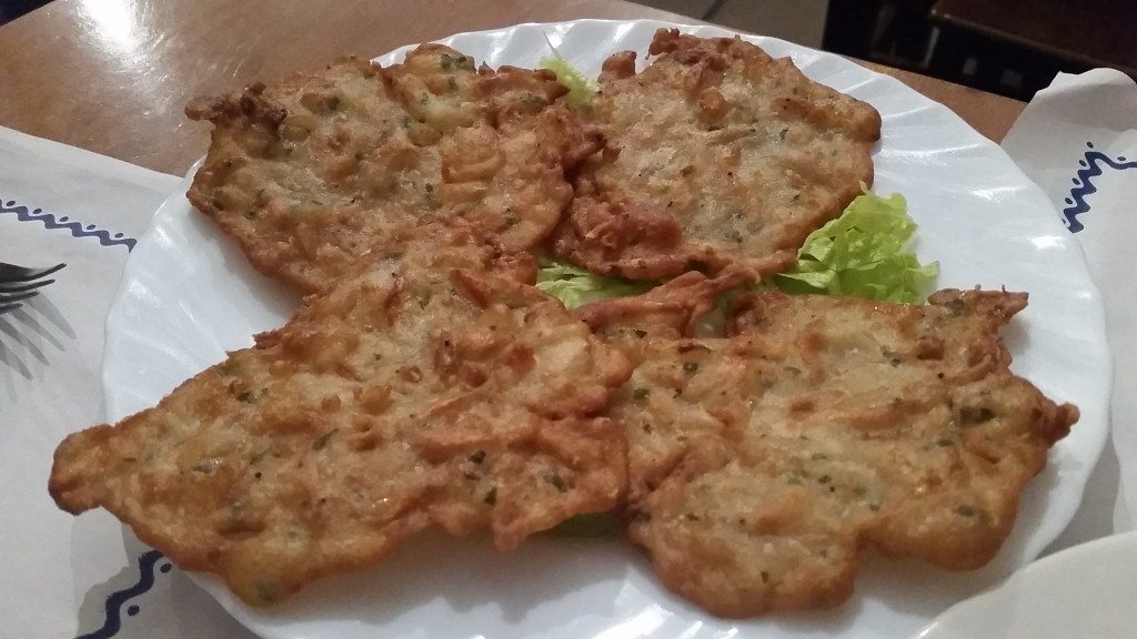 We were the only ones in this tiny Arcos restaurant on a wintery Monday night, but the tortillas de camerones did not disappoint!