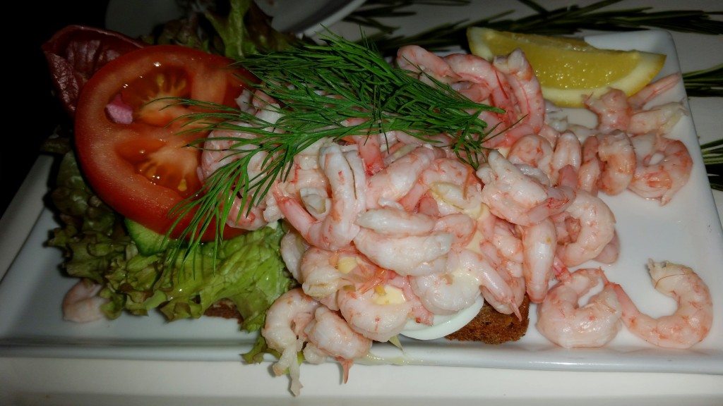 Perhaps my favorite Swedish cuisine.  Open-faced shrimp sandwich with eggs and mayo, served a stop a dark and slightly sweet bread, generally with tomatoes, cucumber, lettuce and dill.  I had many of them, but this one at the Vasa museum was my favorite!