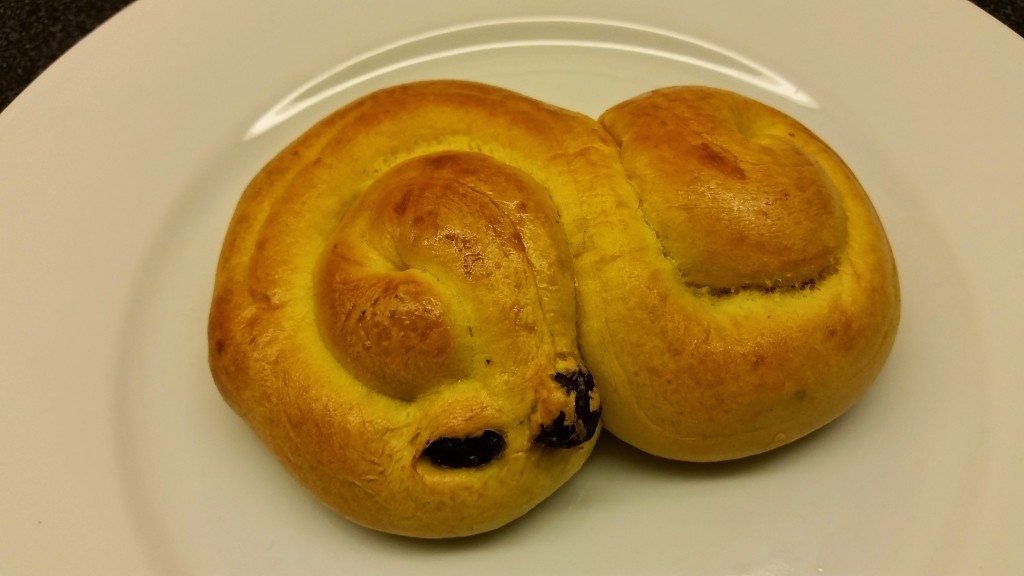 A saffron bun, traditionally eaten during Advent.