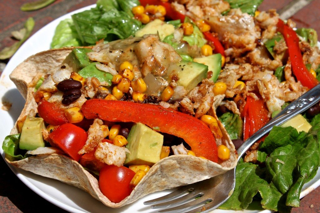 You can also serve this taco salad style in a crispy whole wheat tortilla shell!