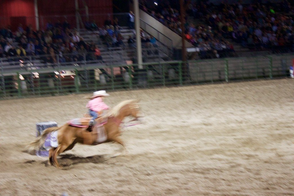 This six year old tiny cowgirl was riding so fast you can't see her horse!