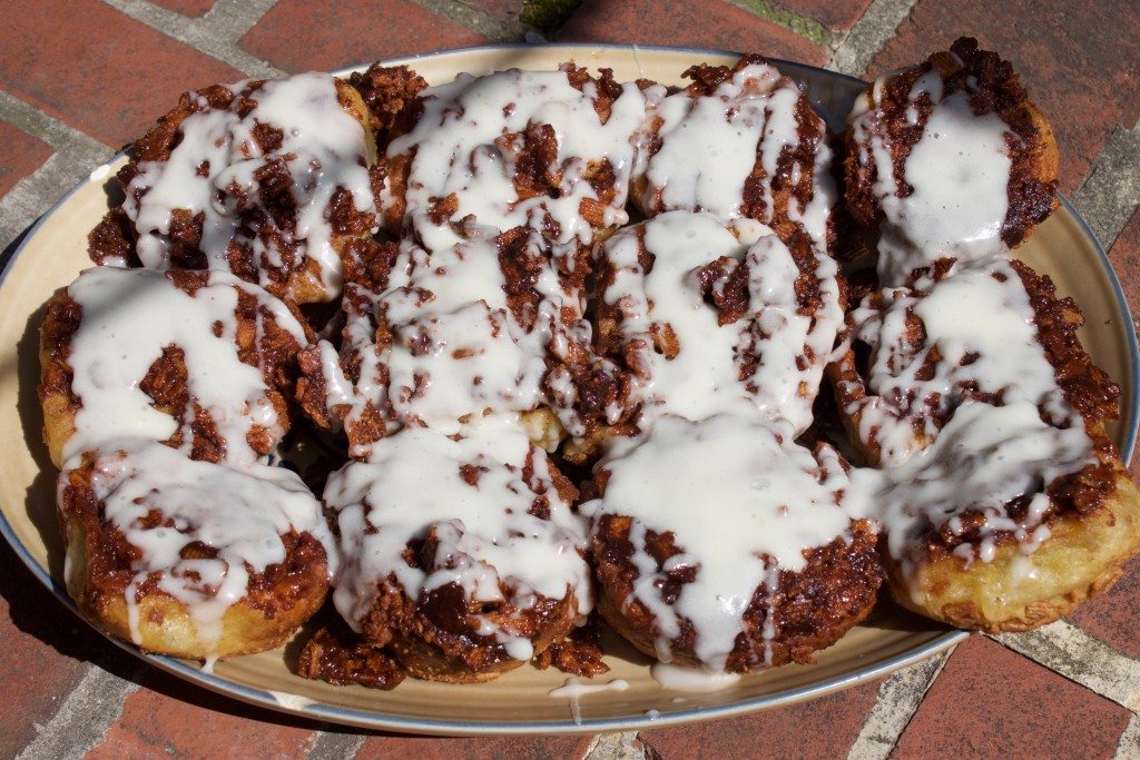 The definition of decadence: Cinnamon toast crunch buns with cereal milk icing. (Turns out it freezes well!)