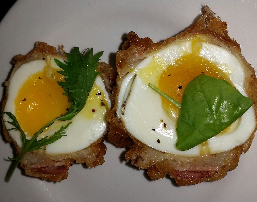 The highlight of our meal was this crispy bacon wrapped egg. Reminds me of a Scotch egg... but with bacon!